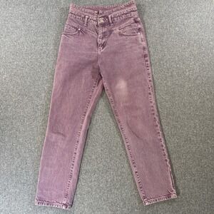 MNG Mango Denim Mom Jeans Womens Size 4 Purple High Rise Tapered Vintage Wash